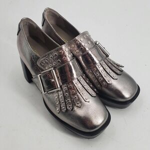 Women's Allsaints Zia Stud Heeled Loafers Size 9 NWOB Gunmetal $399